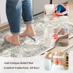 Boho Kitchen Mats for Floor 2PC Anti Fatigue Kitchen Rugs, Beige Grey - Image 3