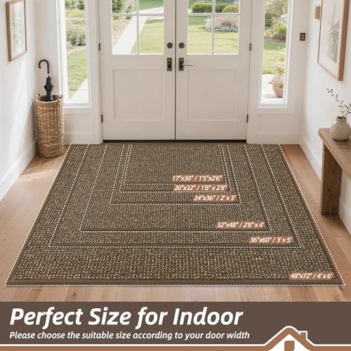 BEQHAUSE Dirt Trapper Door Mat 36" x 60", Non-Slip Washable Doormats, Brown - Image 2
