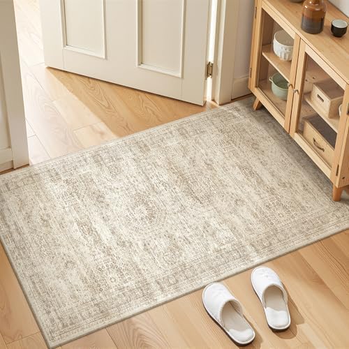 2x4 Rug Runners for Hallways Non Slip,Beige by Restydon