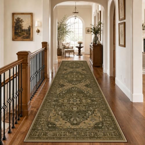 RELEANY Washable Area Rug, Runner 3'x10', Brown/Dark Brown - Image 2