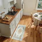 RELEANY Washable Area Rug, Small 2'x4', Beige/Carbon Grey/Orange - Image 2