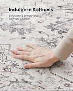 Amada 6x9 Washable Area Rug for Dining Room, Taupe, Boho Vintage Pattern - Image 5