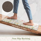 KIMODE Anti Fatigue Kitchen Mats for Floor, Floral Kitchen Rugs Sets of 2 - Image 4