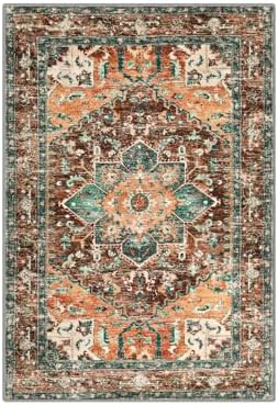 Yamaziot Washable Area Rug, 2x3 Small Boho Vintage Entryway Non-Slip Rug - Image 2