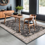 Black Modern Farmhouse 5x8 Area Rug for Living Room, Boho Large Entryway Rug, Dark Floor Carpet for Kitchen Under Small Dining Table, Bedroom - Washable Low Pile Waterproof Non Slip & Stain Resistance - Image 6