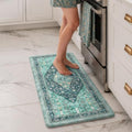 Collive Anti Fatigue Kitchen Mats Boho Teal Cushioned Kitchen Rugs, 20"x39" by Collive