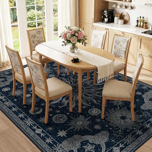 Vacuum-Friendly, 8x10 Washable Area Rug, Blue Gray White - Image 2