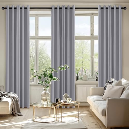 MIULEE Blackout Curtains for Bedroom 2 Panels 40 x 84 Inch Long Silver Grey - Image 6