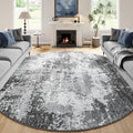 Round Rugs 8ft Washable Grey Circle Area Rug for Dining Room Table, Non Slip Soft Low Pile Stain Resistant, Boho Circular Carpet for Living Room Bedroom Dorm Entryway Kitchen, Abstract Gray by Acapet