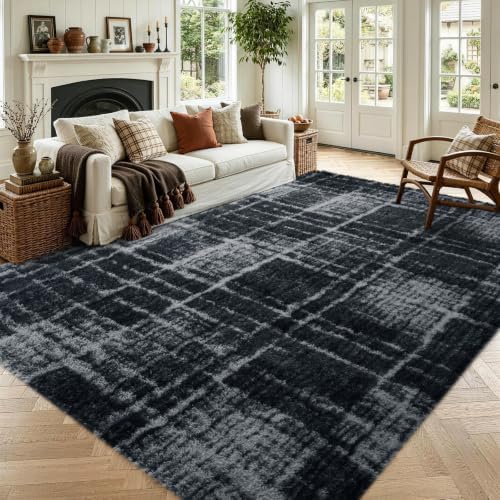 Noahas 6x9 Large Grey Fluffy Soft Area Rug Non-Slip for Living Room Bedroom by ModernHomeDecor