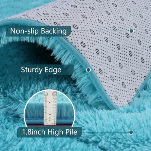Noahas 4'x5'3'' Blue Fluffy Soft Area Rug Non-Slip for Kids Bedroom Nursery - Image 6