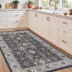 4x6 Living Room Area Rugs: Washable Non-Slip Boho Decorative Rugs for Bedroom Nursery Low Pile Neutral Small Carpet for Kitchen Dining Room Non-Shedding Floor Mat for Kids Room Office (4x6，Black) - Image 6