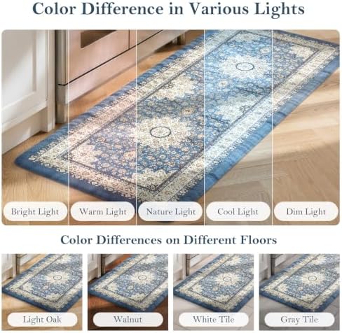Collive Anti Fatigue Mats for Kitchen Floor, Blue Kitchen Rugs Sets of 2 - Image 7