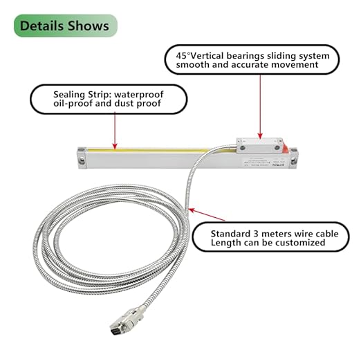 18" x38"x10" DRO Set,3 Axis Digital Readout Linear Scale Digital Display 470mm x 970mm x270mm