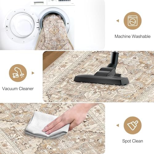 Yamaziot Washable Runner Rug, 3x8 Non-Slip Boho Vintage Hallway Kitchen Rug - Image 4