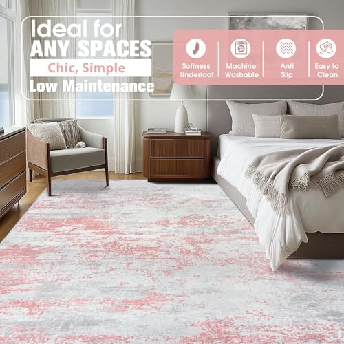 Aelenmu 10x14 Area Rugs for Living Room Washable Dining Room Pink - Image 2
