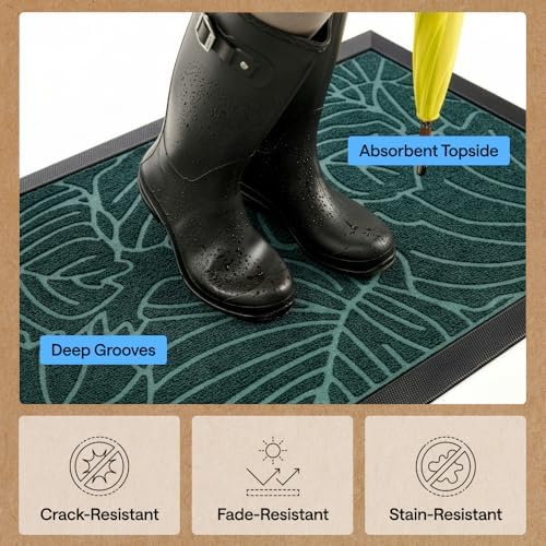 GORILLA GRIP WeatherMAX Door Mat, Indoor Outdoor Use, 58x34, Green Palm - Image 5