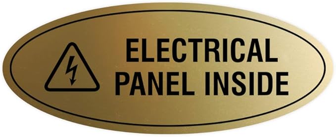 Signs ByLITA Oval Electrical Panel Inside Sign (Brushed Gold) - Large