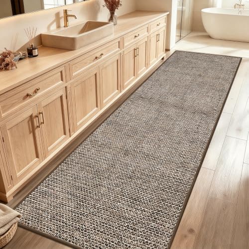 Washable 2x6 ft Textured Printing Runner Rug Brown Black Low‑Pile - Image 3