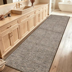 Washable 2x6 ft Textured Printing Runner Rug Brown Black Low‑Pile - Image 3