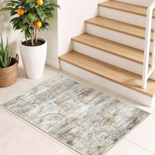 2x3 Rug Non Slip, Small Washable Entryway Rug,Grey - Image 4