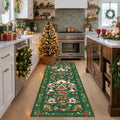 2x5 Christmas Runner Rug for Hallway - Washable Thin Kitchen Rug Runner Non Slip Low Pile Water Resistant Floor Mat for Entryway Laundry Bathroom Soft Bedroom Carpet （2x5,Green） by HYHAOYUNLAI
