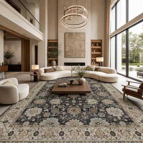 Amada Vintage Washable Area Rug,9'x12',Black/Brown - Image 3