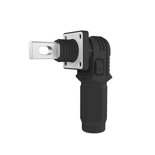 100A Battery Energy Storage Connector, 16mm² High Current Connectors IP67 Waterproof Copper Plate Wiring Power Adapter Quick Plug Terminal Right Angle Plug and Socket (1000V Black+Orange)