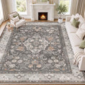 SameBed 9x12 Area Rug Living Room, Vintage Washable Carpet Warm Taupe by SameBed