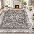 SameBed 9x12 Area Rug Living Room, Vintage Washable Carpet Warm Taupe by SameBed