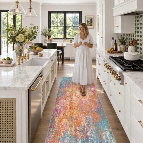 RELEANY Washable Runner 2'x8' Abstract Area Rug for Hallway Starlight - Image 3