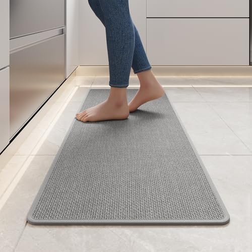 YDKGL Kitchen Rugs Kitchen Mats for Floor Non Slip Washable Gray 17"x47" by YDKGL