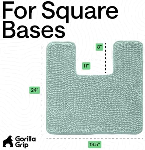 GORILLA GRIP Chenille Bath Rug Mat for Square Toilet Base, 24x19 Seablue - Image 2