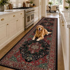 RELEANY Washable Area Rug, Runner 2'6"x12', Red/Black by RELEANY