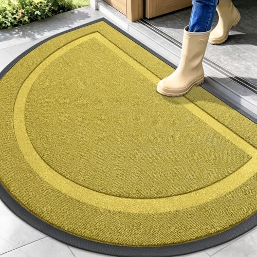 OLANLY Half Circle Front Door Mat Outside 47x32 All-Season Rubber Doormat by OLANLY