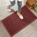 HIYARD Sturdy Front Door Mat, Absorbent Muddy Dirt Resist Welcome Door Mats Outdoor Indoor, Stain and Fade Resistant, Non-Slip Backing Entry Mat Low Profile Doormat for Entryway, 36×24, Red by HIYARD