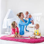 2.6x5.3 Hot Pink Fluffy Soft Oval Rug Non-Slip for Kids Bedroom Nursery - Image 5