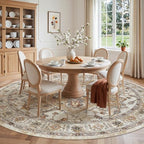 Madane Washable 8ft Circle Round Rug, 8x8 Circular Area Rugs, Turmeric/Grey - Image 3