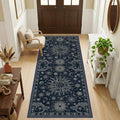 Vacuum-Friendly, 2x6 Washable Area Rug, Blue Gray White by meejou