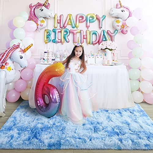 4x6 Tie-Dyed Blue Fluffy Soft Area Rug Non-Slip for Kids Bedroom Nursery - Image 4