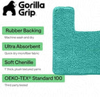GORILLA GRIP Chenille Bath Rug Mat for Square Toilet Base, 24x19 Turquoise - Image 3