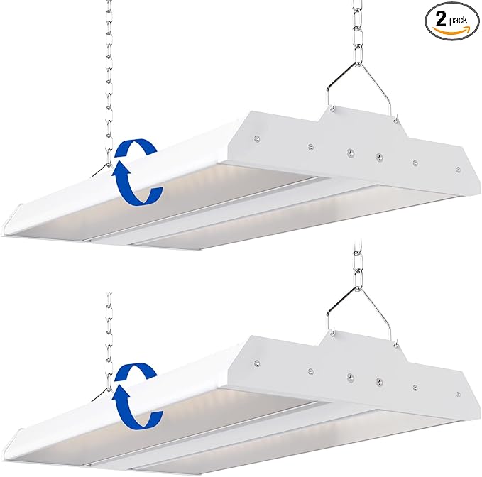 JTT LED Linear High Bay Light, 5000K Daylight 150W 21000LM 1.35FT Shop Light Commercial 360° Adjustable Tilt Hanging LED High Bay Shop Lighting Fixtures for Garage Warehouse Workshop Store, ETL 2-Pack