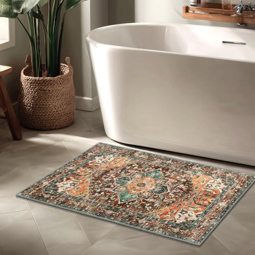 Yamaziot Washable Area Rug, 2x3 Small Boho Vintage Entryway Non-Slip Rug - Image 6