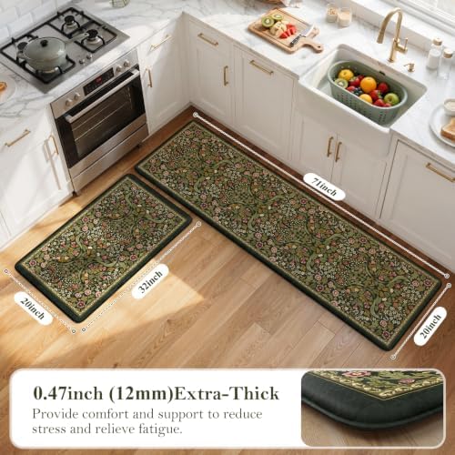 Collive Kitchen Rugs Sets of 2, Padded Kitchen Floor Mats-20"x71"+20"x32" - Image 2