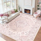 RELEANY Washable Area Rug, Large 9'x12', Pink - Image 2
