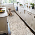 Hallway Washable Runner Rug - 2x10 Kitchen Rugs Entryway Rug Runner Vintage Soft Floor Mat Non Slip Indoor Farmhouse Carpet for Bathroom Living Room Bedroom (2 X 10, Beige) by HYHAOYUNLAI