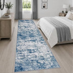 3x14 Washable Runner Rug：Modern Abstract Kitchen Soft Carpet Blue - Image 4