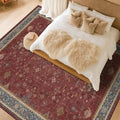 Hazo Haus Oriental 7x10 Large Area Rugs for Bedroom Under Bed - Burgundy Rug for Living Room, Dining Room Under Kitchen Table, Washable Soft Non Slip Boho Indoor Décor by HazoHaus