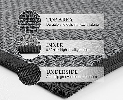 eqivei Kitchen Rugs Non Skid Washable Set of 2 PCS, Absorbent Runner Rugs for Kitchen, Farmhouse Weave Floor Mats in Front of Sink, 17.3"x 47"+17.3"x 29" (Inky) - Image 5