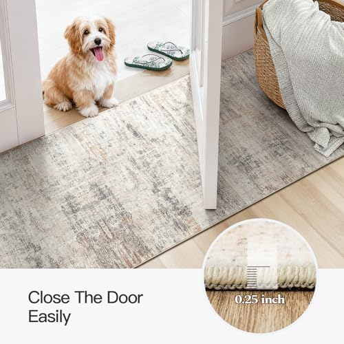3x8 Area Rugs for Hallways, Abstract Washable Non-Slip Runner Rug, Gold - Image 7